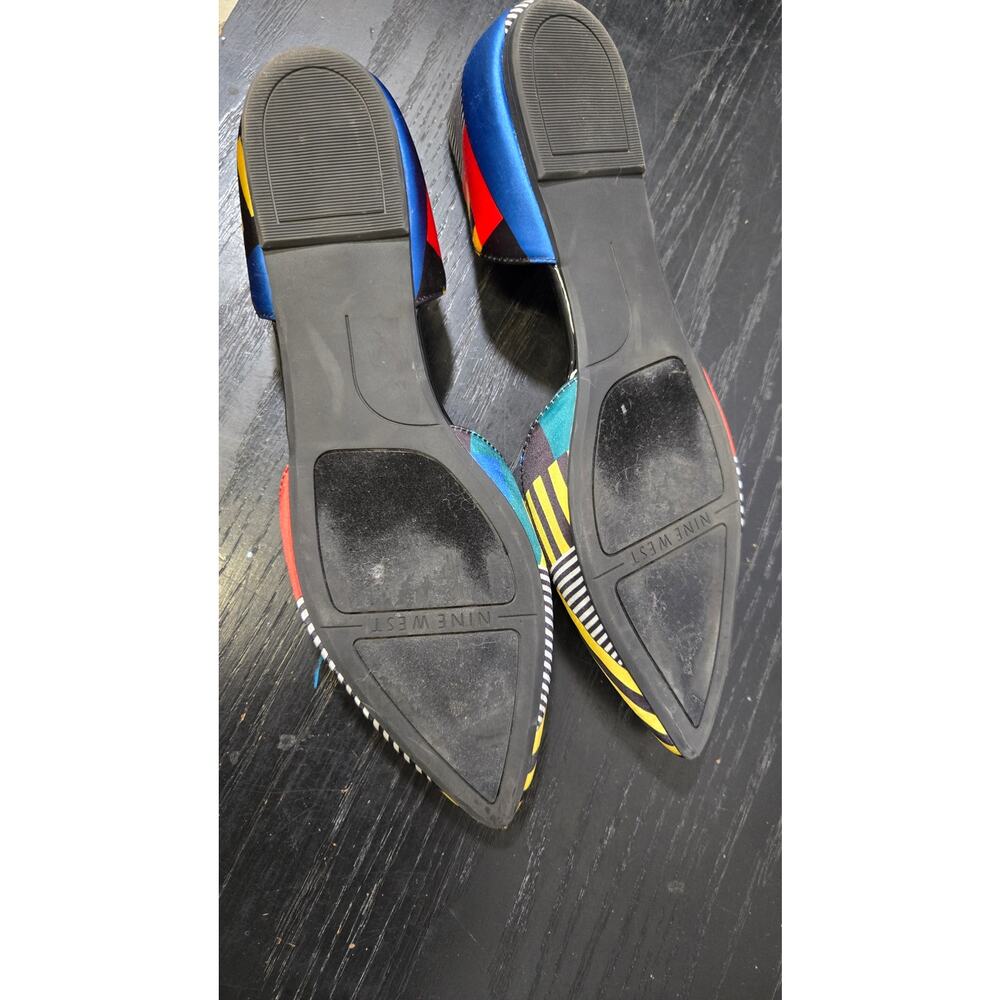 Nine West Black White Striped Flats with Blue, Yellow & Red Accents - Picture 4 of 6